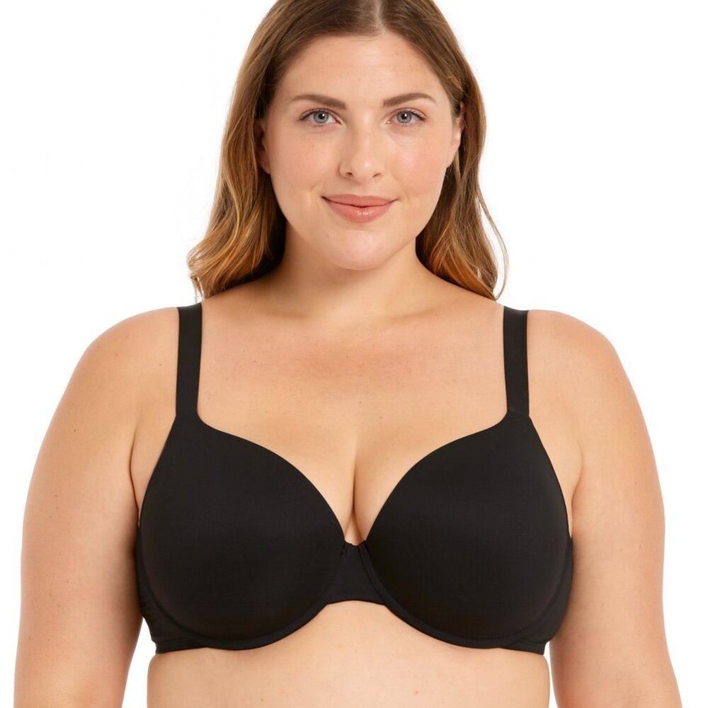 Cacique Lane Bryant Bra 38F Black Plunge Cotton Blend Women’s Plus Size